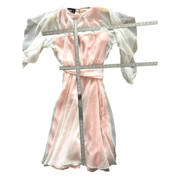 Vintage Ursula Of Switzerland Pink Prairie Dress Flowy Boho Cottagecore Size 6 - Picture 7 of 10